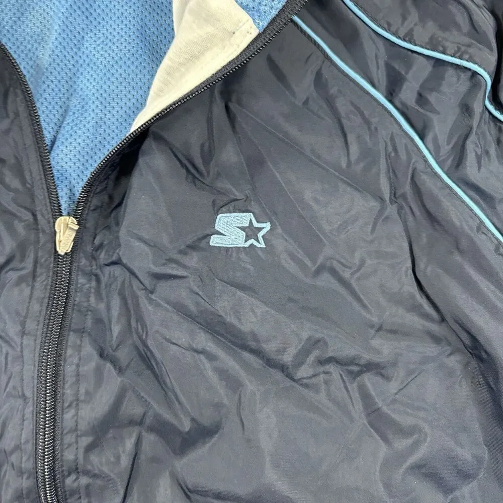 VINTAGE 90s Starter Windbreaker Jacket Mens M Navy Blue Pockets Full Zip Mesh - Picture 3 of 8